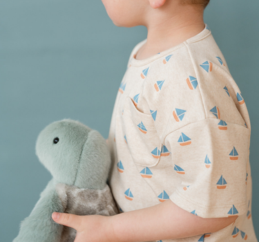 Kids Tee Shirt In Sailboat Print Details