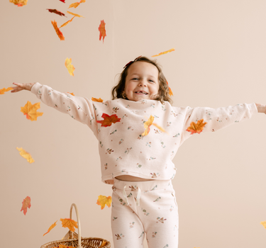 Organic Cotton Waffle Long Sleeve Tee in Birds