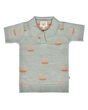 Knit Sail Boat Polo Seafoam